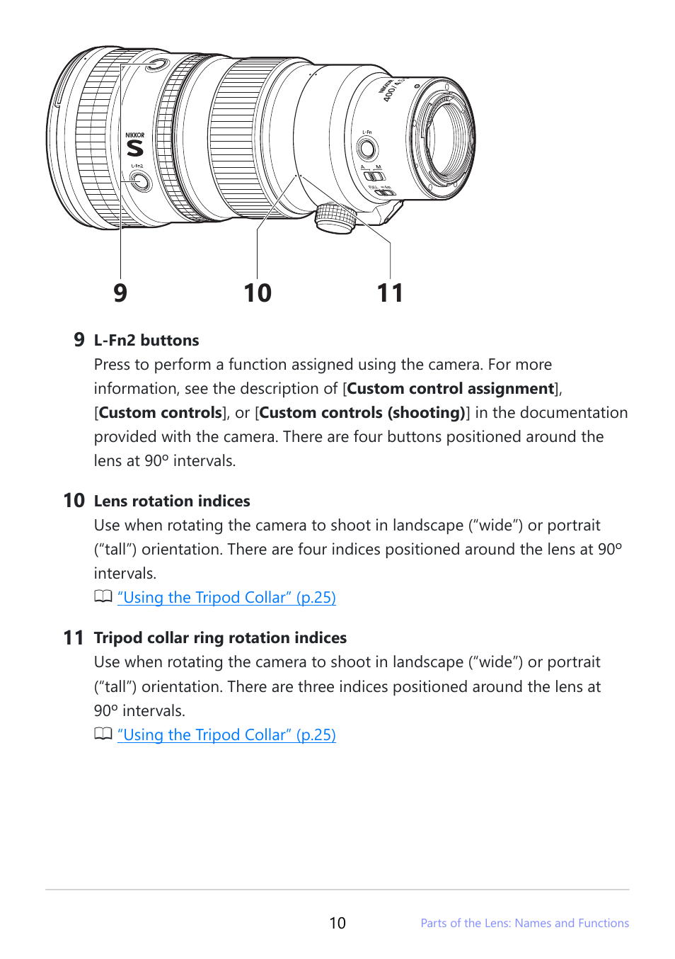 Nikon NIKKOR Z 400mm f/4.5 VR S Lens User Manual | Page 10 / 40