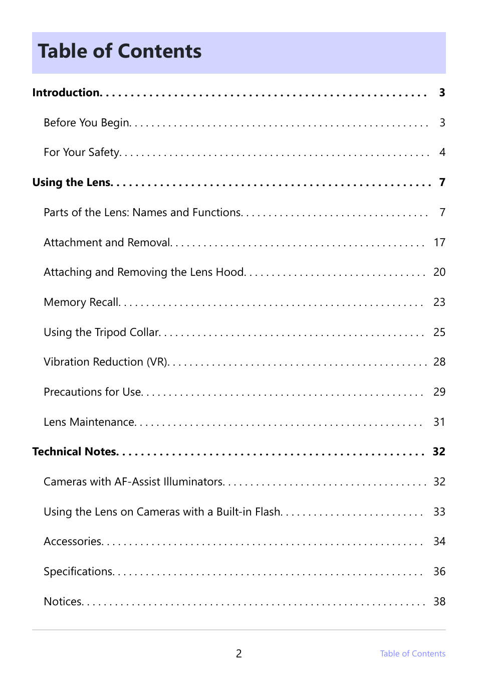 Nikon NIKKOR Z 400mm f/4.5 VR S Lens User Manual | Page 2 / 40