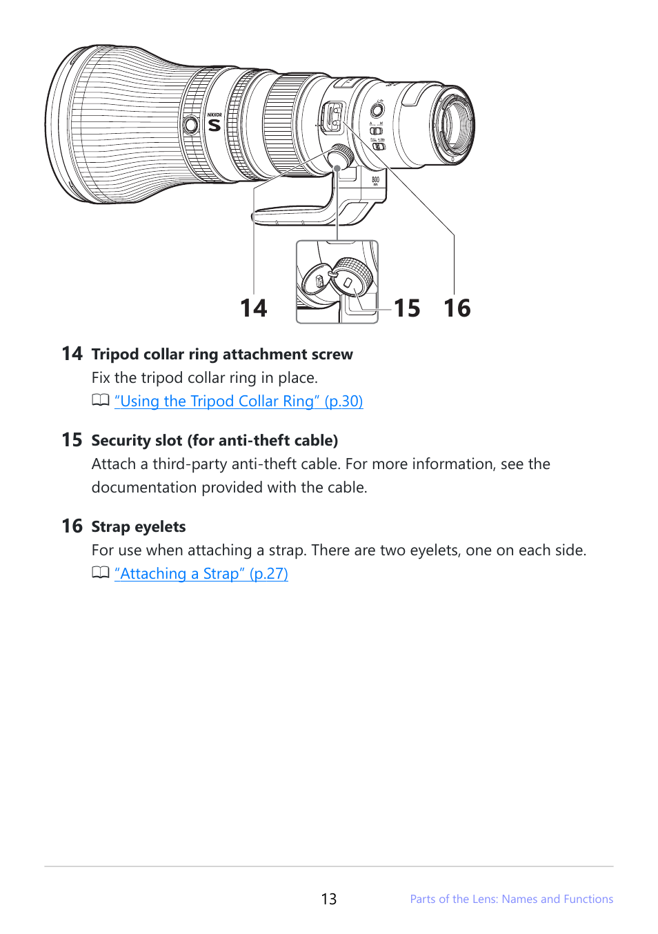 Nikon NIKKOR Z 800mm f/6.3 VR S Lens User Manual | Page 13 / 48
