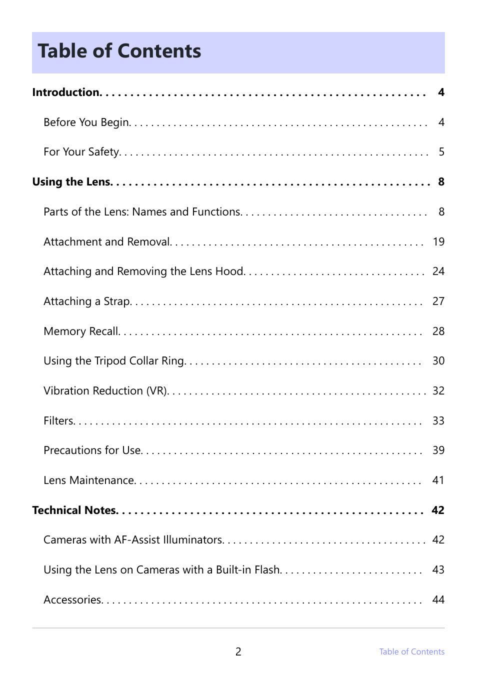 Nikon NIKKOR Z 800mm f/6.3 VR S Lens User Manual | Page 2 / 48
