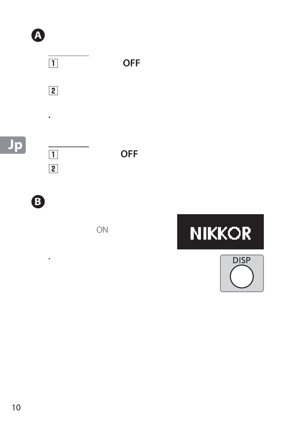 A カメラへの取り付け方・取り外し方, B レンズ情報パネルの表示 | Nikon NIKKOR Z 58mm f/0.95 S Noct Lens (Refurbished by USA) User Manual | Page 10 / 213