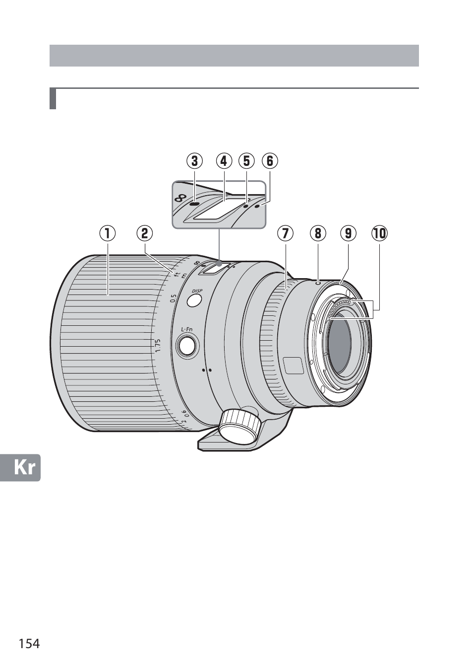 렌즈 사용하기, 렌즈의 부품: 이름 및 기능 | Nikon NIKKOR Z 58mm f/0.95 S Noct Lens (Refurbished by USA) User Manual | Page 154 / 213