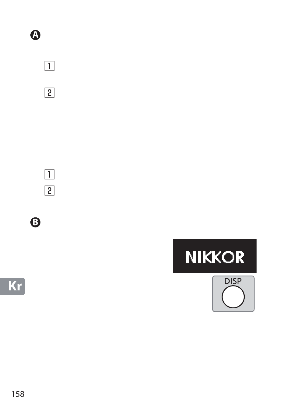 A 부착 및 제거, B 렌즈 정보 패널 | Nikon NIKKOR Z 58mm f/0.95 S Noct Lens (Refurbished by USA) User Manual | Page 158 / 213
