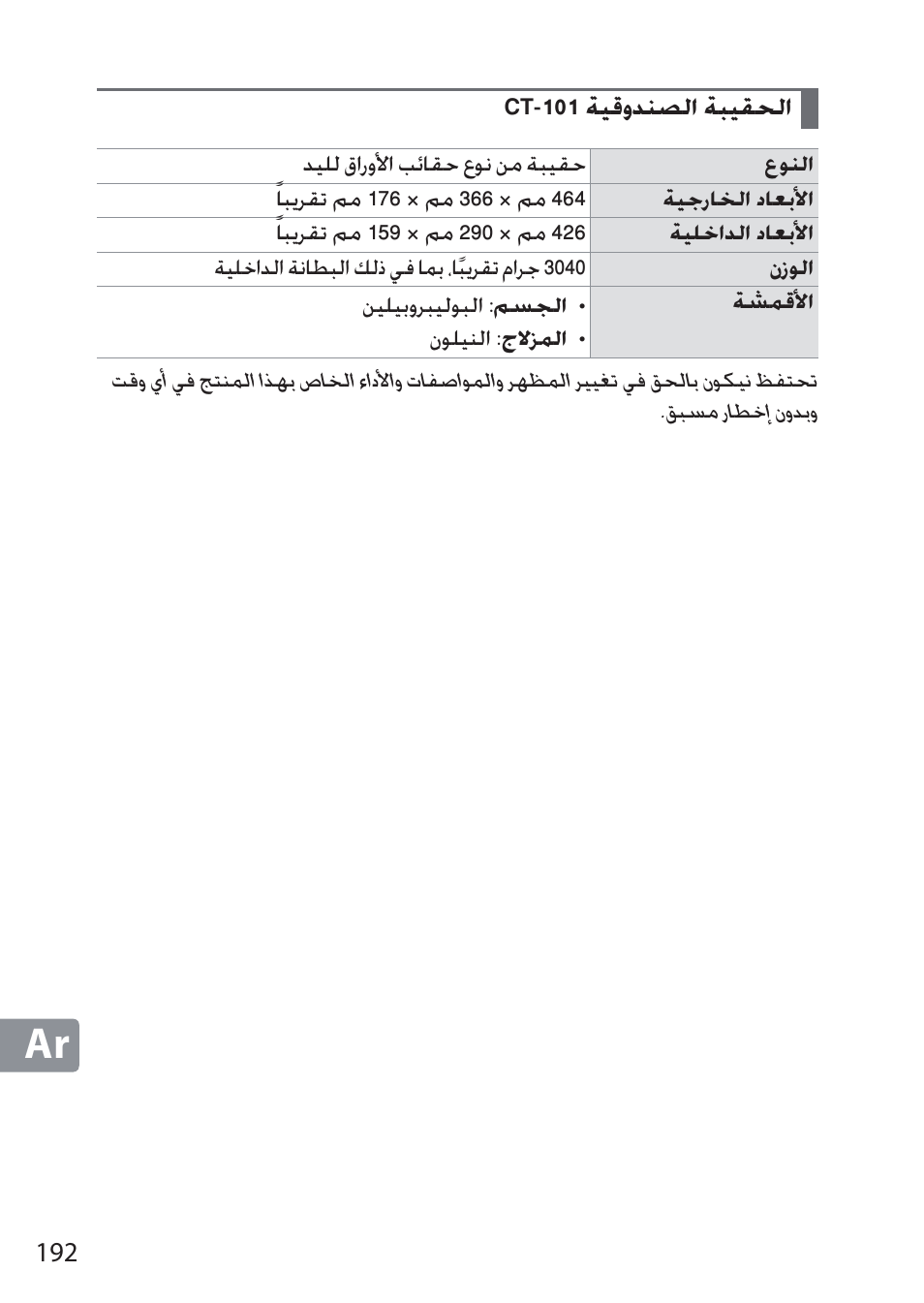 الحقيبة الصندوقية ct-101 | Nikon NIKKOR Z 58mm f/0.95 S Noct Lens (Refurbished by USA) User Manual | Page 192 / 213