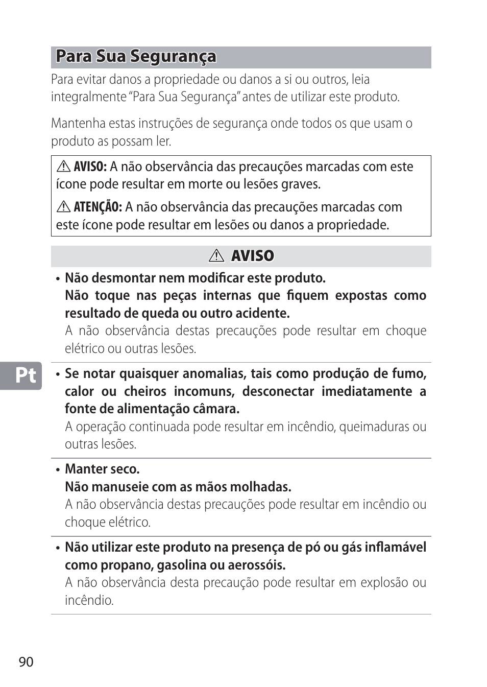 Para sua segurança | Nikon NIKKOR Z 58mm f/0.95 S Noct Lens (Refurbished by USA) User Manual | Page 90 / 213