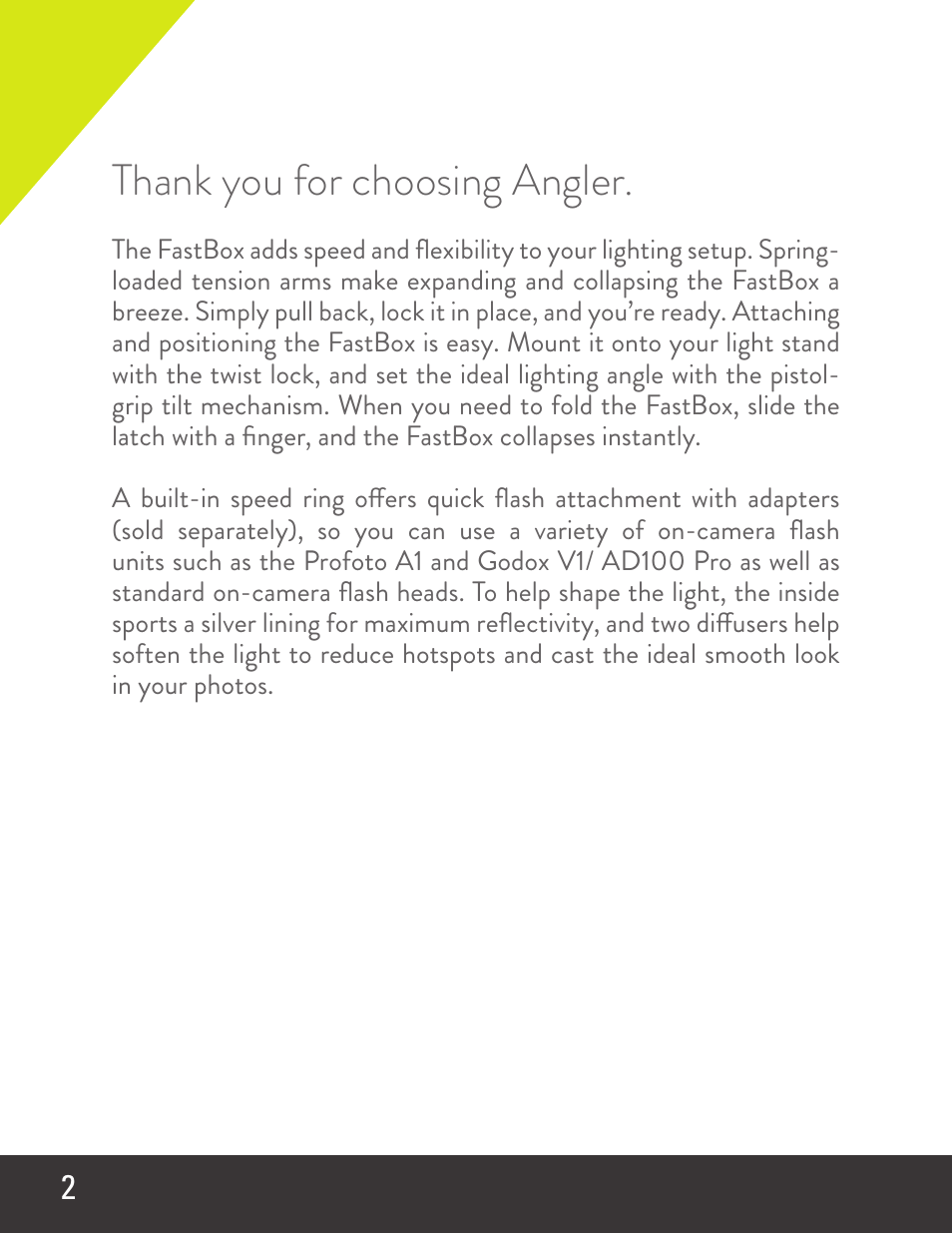 Angler V1 FastBox 20" Octagonal Softbox Kit User Manual | Page 2 / 8