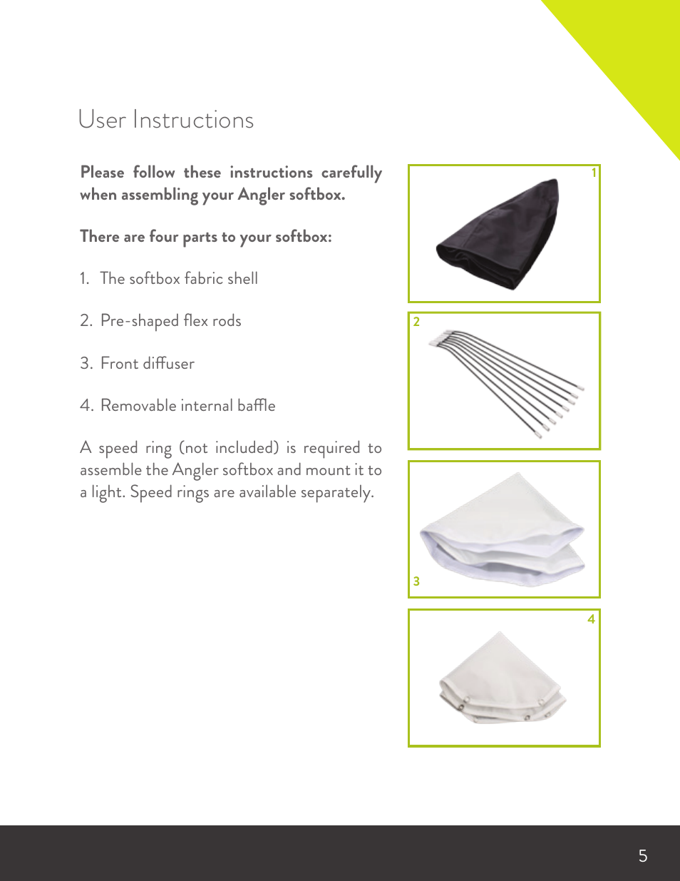 User instructions | Angler Silverbox Softbox (18") User Manual | Page 5 / 12