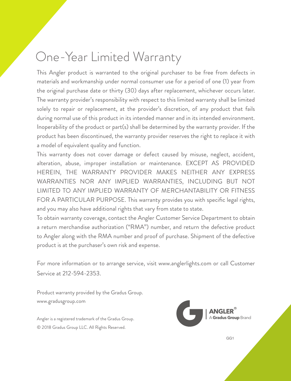 One-year limited warranty | Angler BoomBox for Shoe-Mount Flashes (26") User Manual | Page 4 / 4