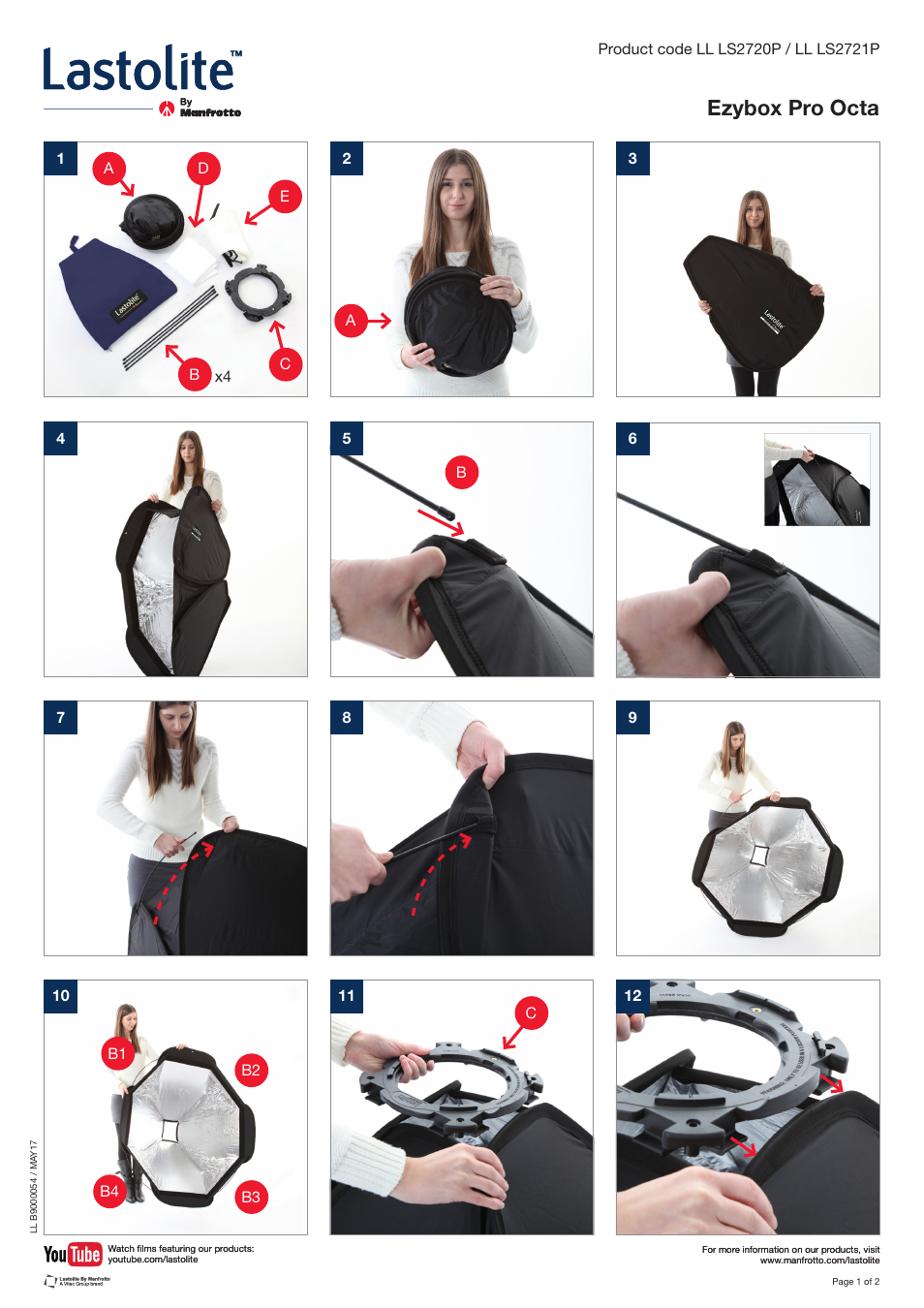 Manfrotto Ezybox Pro Octa Softbox (Large, 40") User Manual | 2 pages