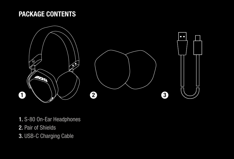 Package contents | V-MODA S-80 On-Ear Bluetooth Headphones and Personal Speaker System (Rose Gold) User Manual | Page 6 / 28