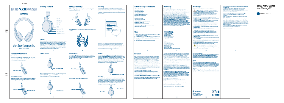 Electro-Harmonix NYC CANS Wireless On-Ear Headphones User Manual | 1 page