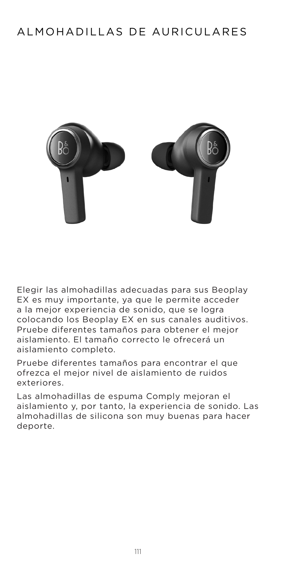 Bang & Olufsen Beoplay EX Noise-Canceling True Wireless In-Ear Headphones (Anthracite Oxygen) User Manual | Page 112 / 212