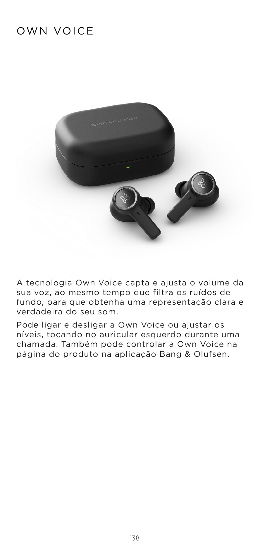 Ow n vo i c e | Bang & Olufsen Beoplay EX Noise-Canceling True Wireless In-Ear Headphones (Anthracite Oxygen) User Manual | Page 139 / 212