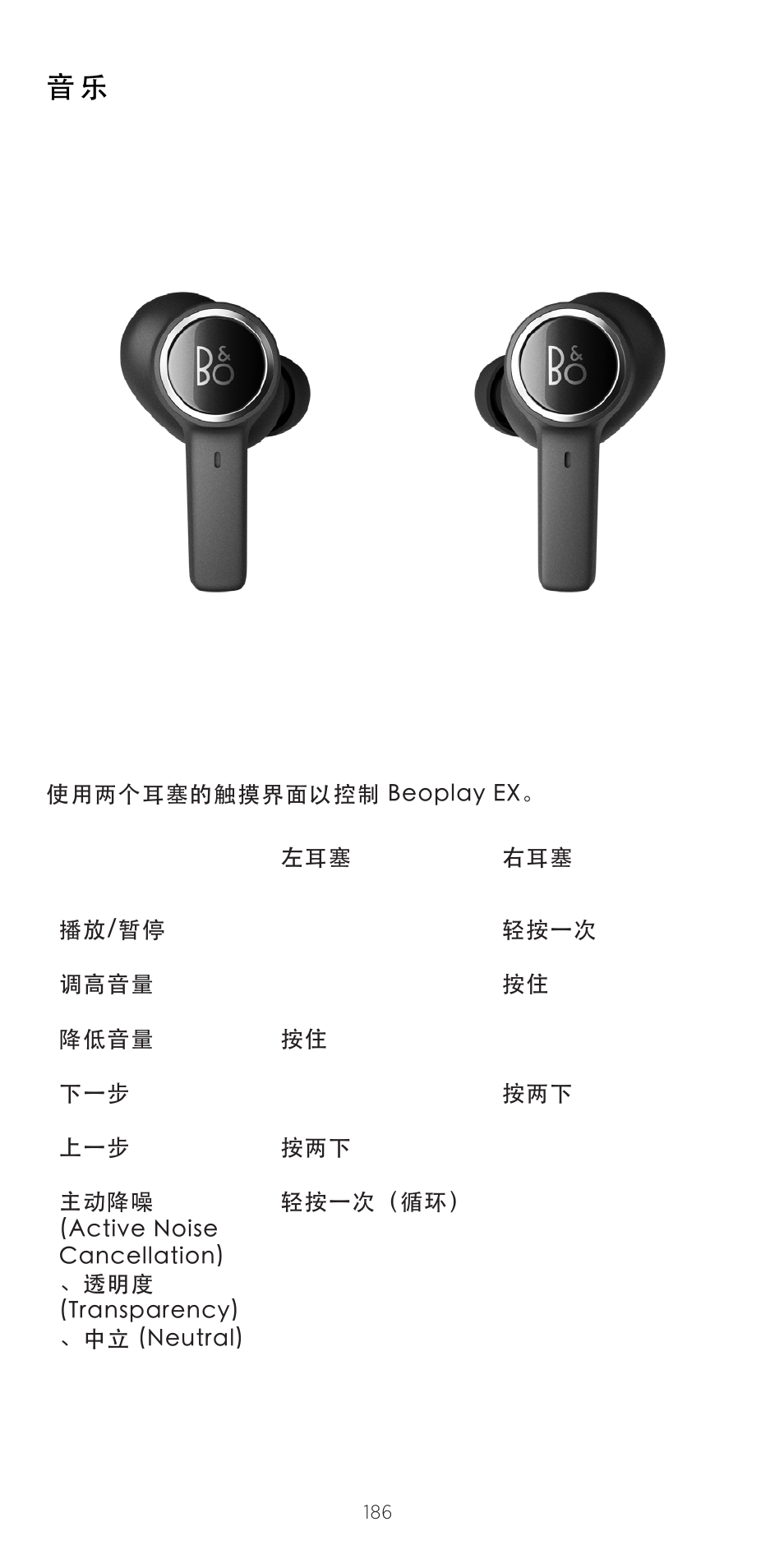 Bang & Olufsen Beoplay EX Noise-Canceling True Wireless In-Ear Headphones (Anthracite Oxygen) User Manual | Page 187 / 212