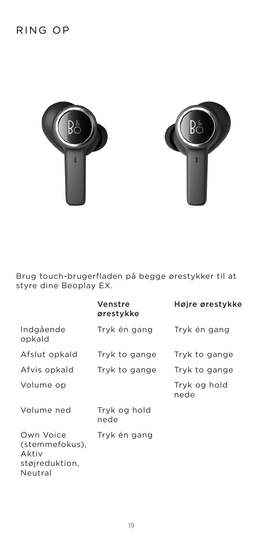 Bang & Olufsen Beoplay EX Noise-Canceling True Wireless In-Ear Headphones (Anthracite Oxygen) User Manual | Page 20 / 212