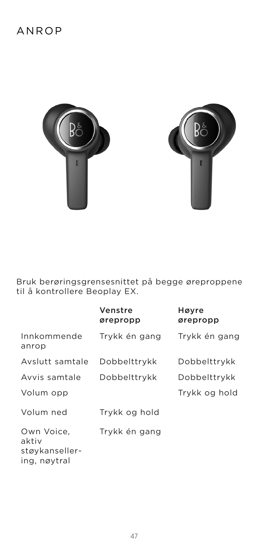 Bang & Olufsen Beoplay EX Noise-Canceling True Wireless In-Ear Headphones (Anthracite Oxygen) User Manual | Page 48 / 212