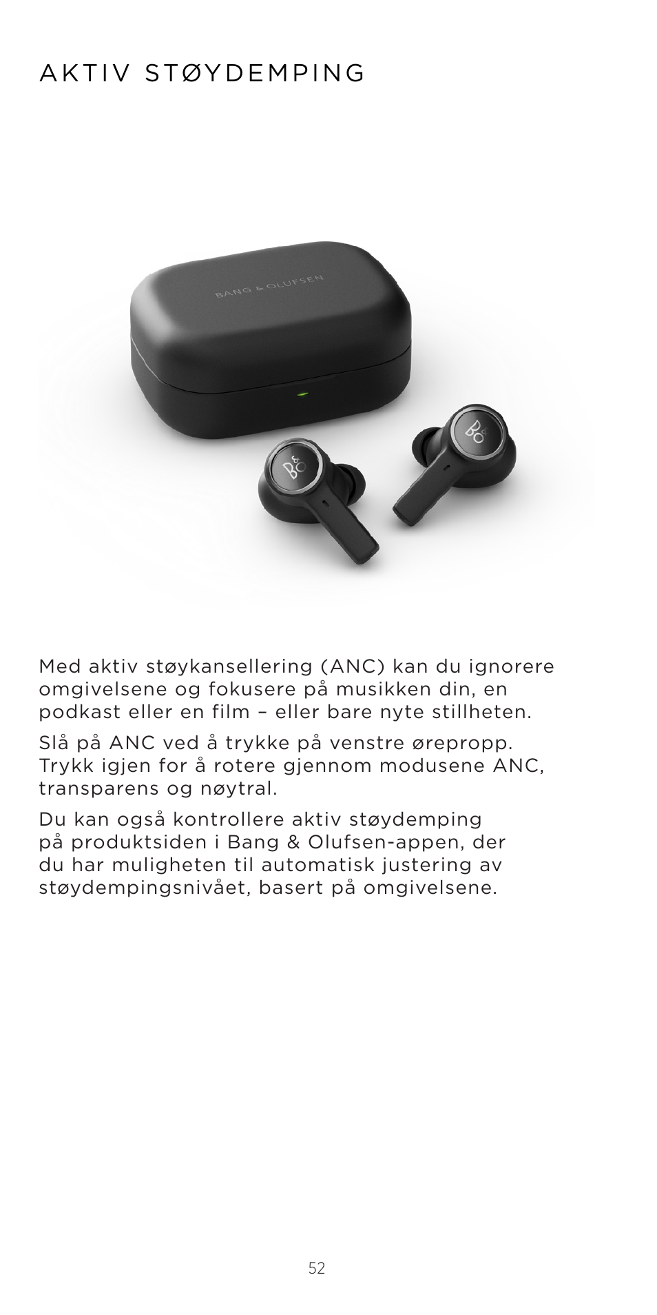 Bang & Olufsen Beoplay EX Noise-Canceling True Wireless In-Ear Headphones (Anthracite Oxygen) User Manual | Page 53 / 212