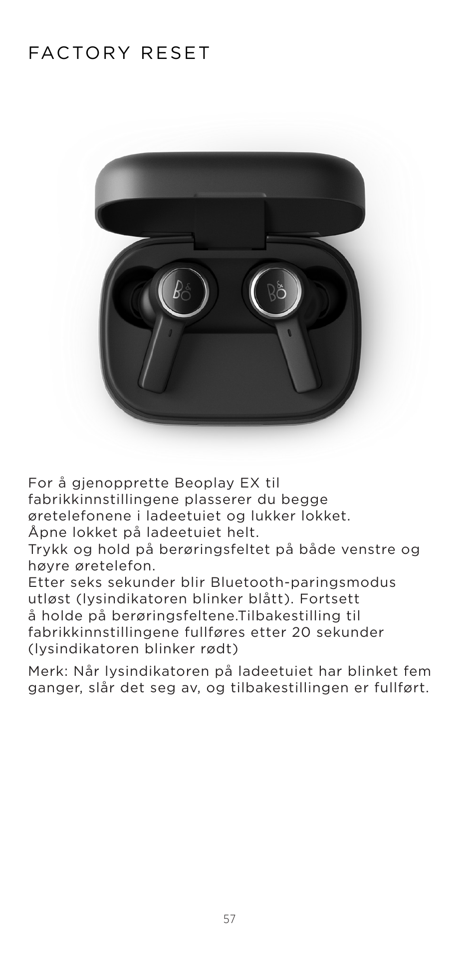 Bang & Olufsen Beoplay EX Noise-Canceling True Wireless In-Ear Headphones (Anthracite Oxygen) User Manual | Page 58 / 212