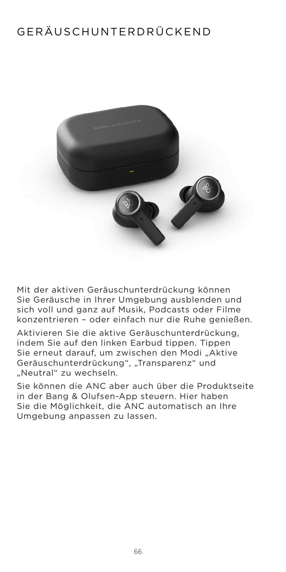 Bang & Olufsen Beoplay EX Noise-Canceling True Wireless In-Ear Headphones (Anthracite Oxygen) User Manual | Page 67 / 212