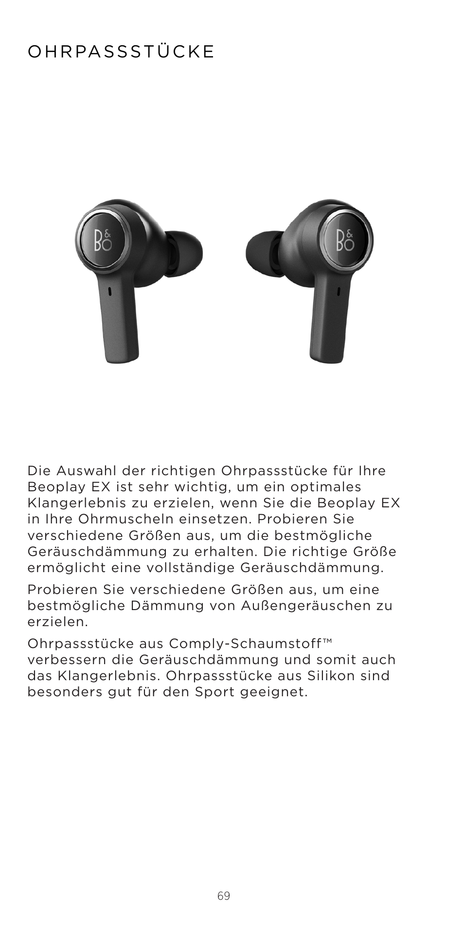 Bang & Olufsen Beoplay EX Noise-Canceling True Wireless In-Ear Headphones (Anthracite Oxygen) User Manual | Page 70 / 212