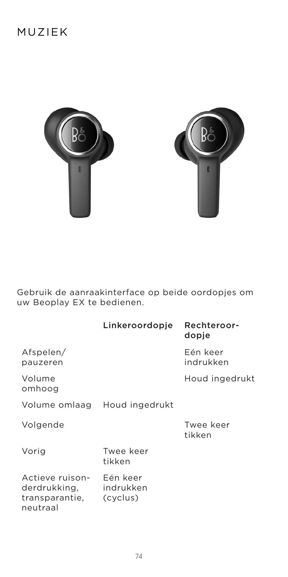 Bang & Olufsen Beoplay EX Noise-Canceling True Wireless In-Ear Headphones (Anthracite Oxygen) User Manual | Page 75 / 212