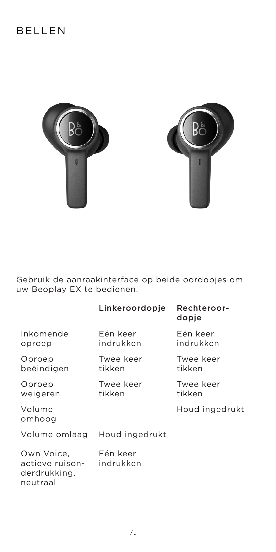 Bang & Olufsen Beoplay EX Noise-Canceling True Wireless In-Ear Headphones (Anthracite Oxygen) User Manual | Page 76 / 212