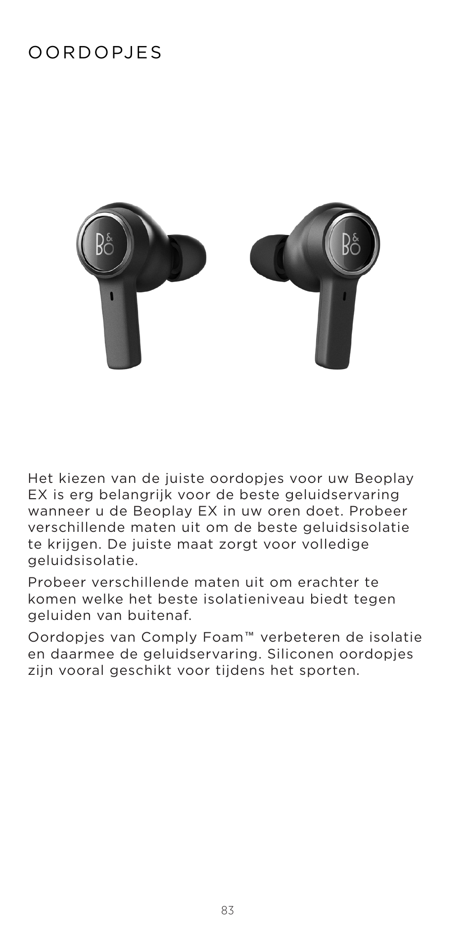 Bang & Olufsen Beoplay EX Noise-Canceling True Wireless In-Ear Headphones (Anthracite Oxygen) User Manual | Page 84 / 212