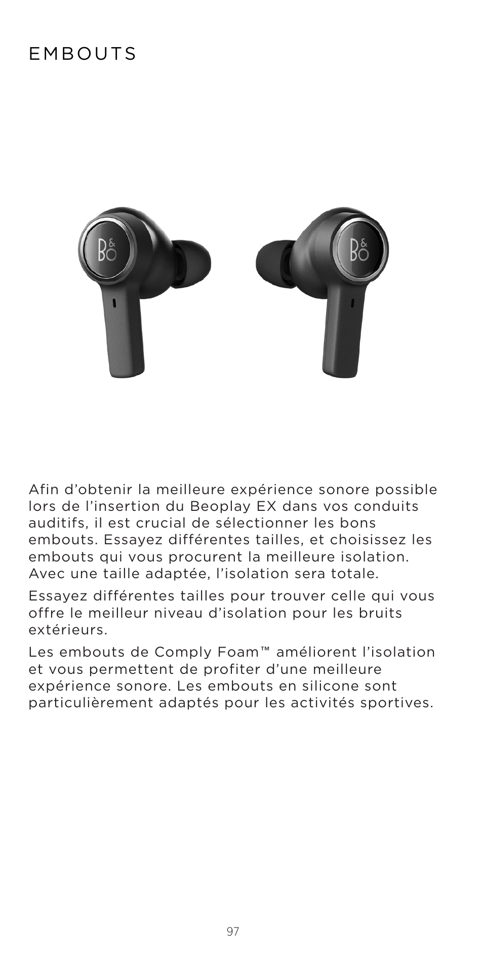 Bang & Olufsen Beoplay EX Noise-Canceling True Wireless In-Ear Headphones (Anthracite Oxygen) User Manual | Page 98 / 212