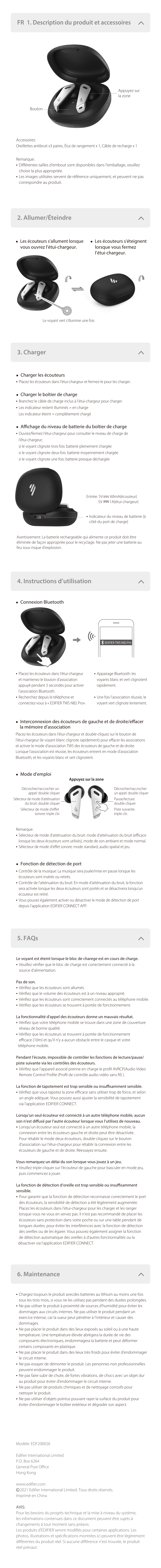 Edifier TWS NB2 Pro Noise-Canceling True Wireless In-Ear Headphones (Gray) User Manual | Page 2 / 7