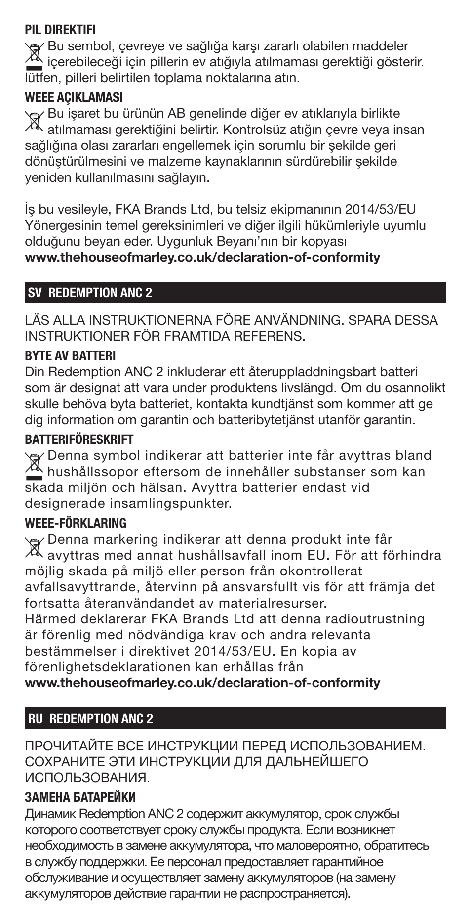 House of Marley Redemption 2 ANC Noise-Canceling True Wireless In-Ear Headphones (Signature Black) User Manual | Page 21 / 32
