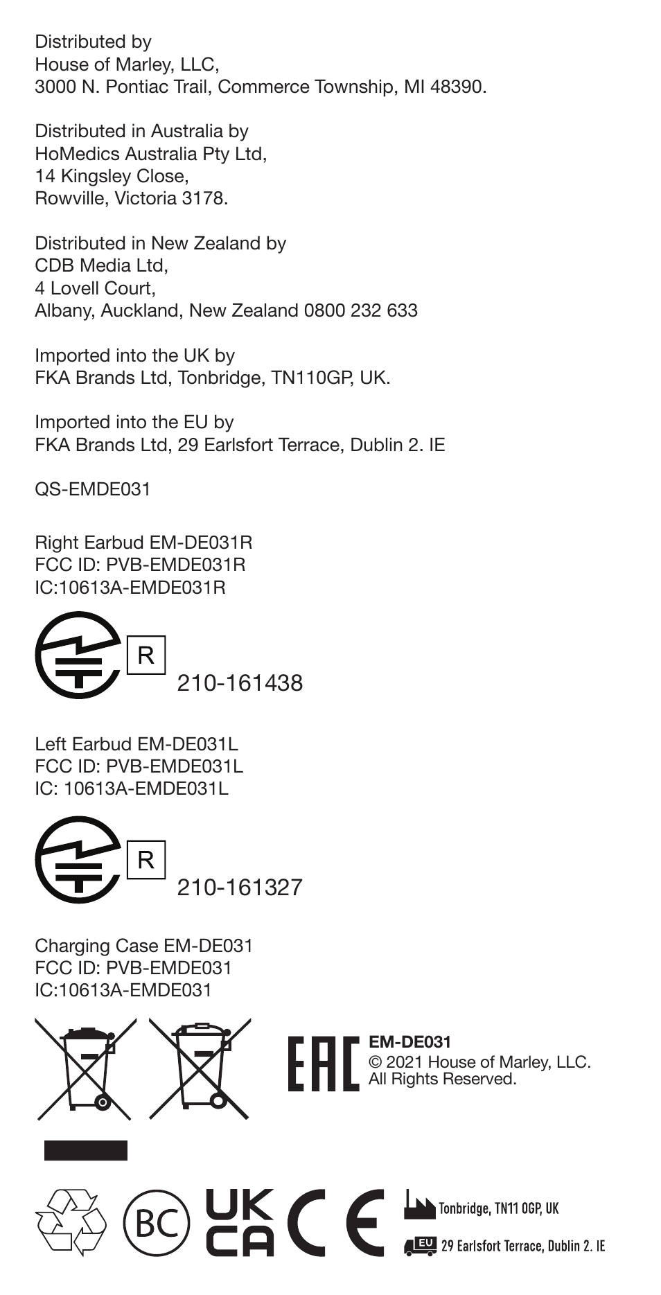House of Marley Redemption 2 ANC Noise-Canceling True Wireless In-Ear Headphones (Signature Black) User Manual | Page 31 / 32