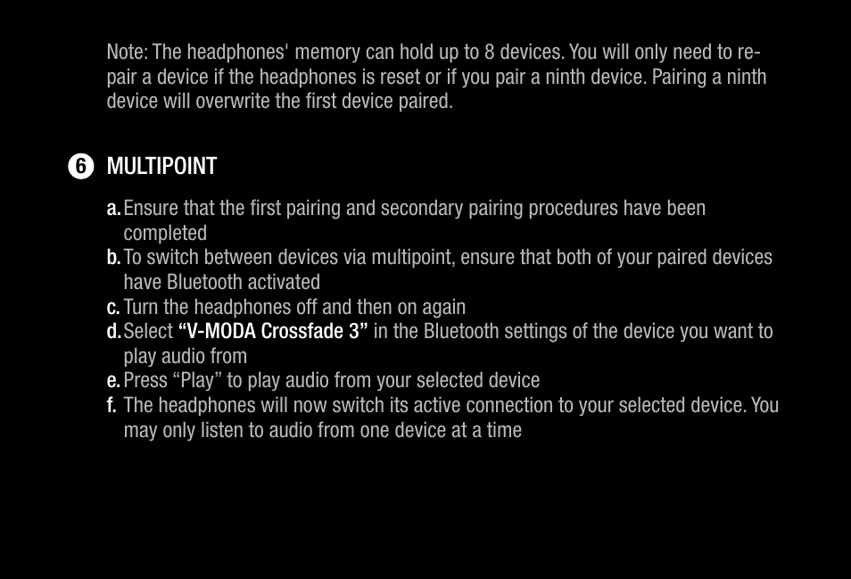 V-MODA Crossfade 3 Wireless Over-Ear Headphones (Bronze Black) User Manual | Page 12 / 26