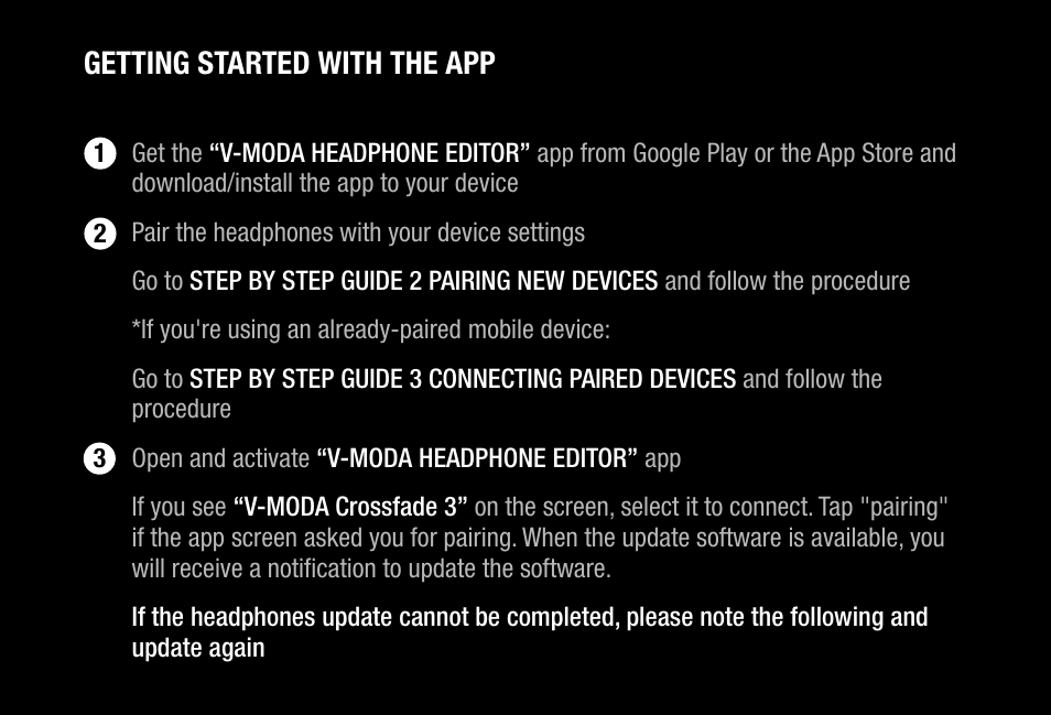 Getting started with the app | V-MODA Crossfade 3 Wireless Over-Ear Headphones (Bronze Black) User Manual | Page 16 / 26