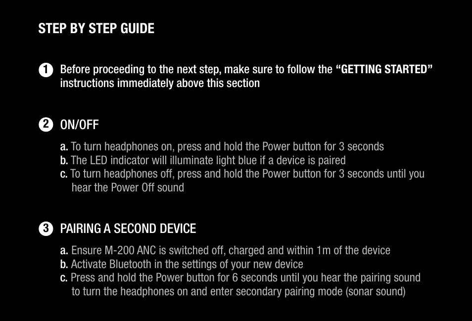 Step by step guide | V-MODA M-200 Noise-Canceling Wireless Over-Ear Headphones User Manual | Page 11 / 26