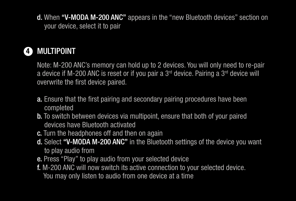 V-MODA M-200 Noise-Canceling Wireless Over-Ear Headphones User Manual | Page 12 / 26