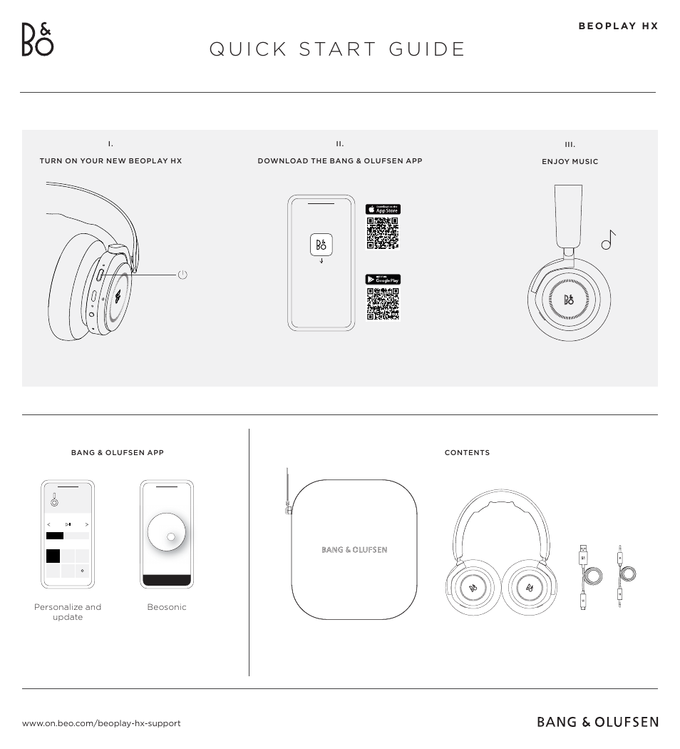 Bang & Olufsen Beoplay HX Noise-Canceling Wireless Over-Ear Headphones (Timber) User Manual | 2 pages