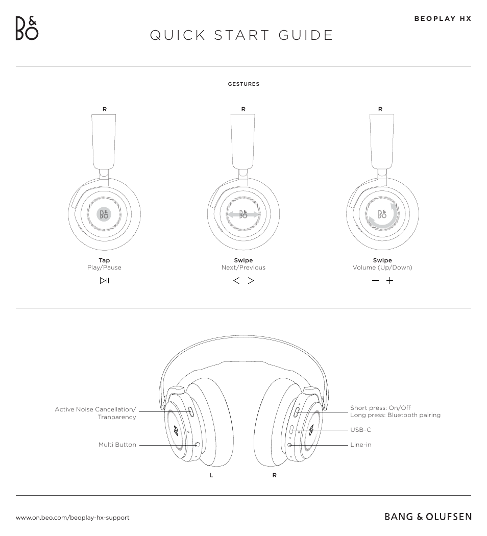 Bang & Olufsen Beoplay HX Noise-Canceling Wireless Over-Ear Headphones (Timber) User Manual | Page 2 / 2