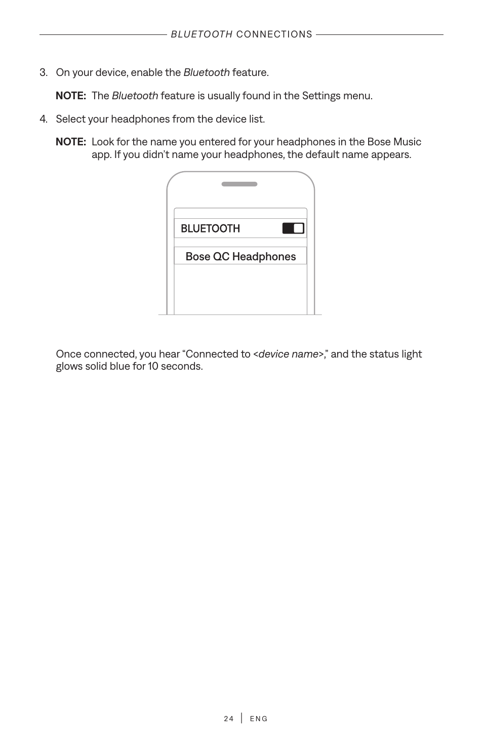 Bose QuietComfort Wireless Over-Ear Active Noise Canceling Headphones (White Smoke) User Manual | Page 24 / 42