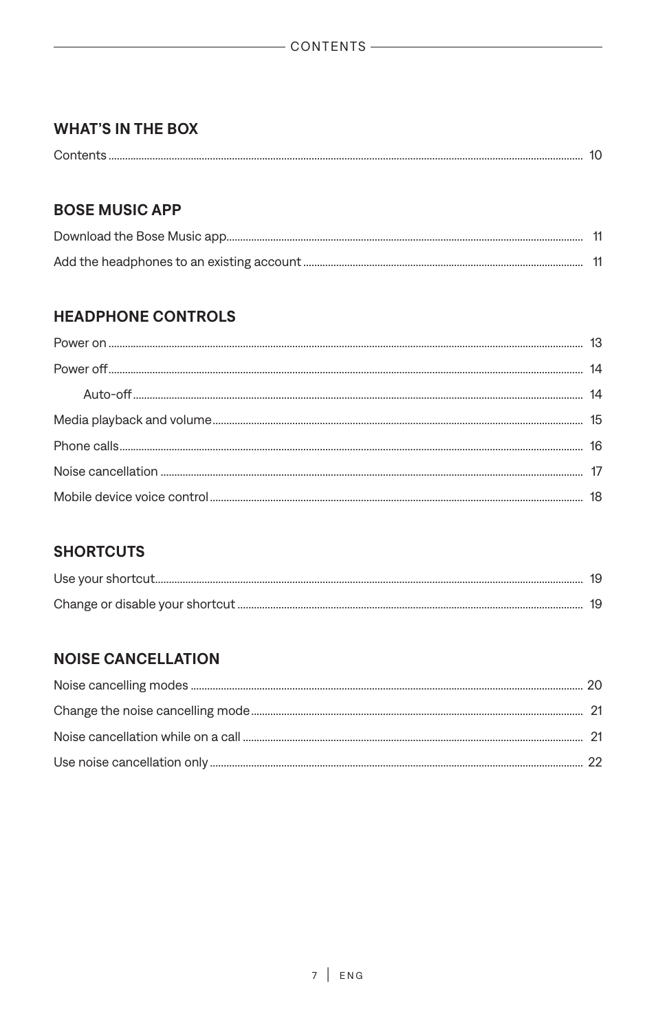 Bose QuietComfort Wireless Over-Ear Active Noise Canceling Headphones (White Smoke) User Manual | Page 7 / 42