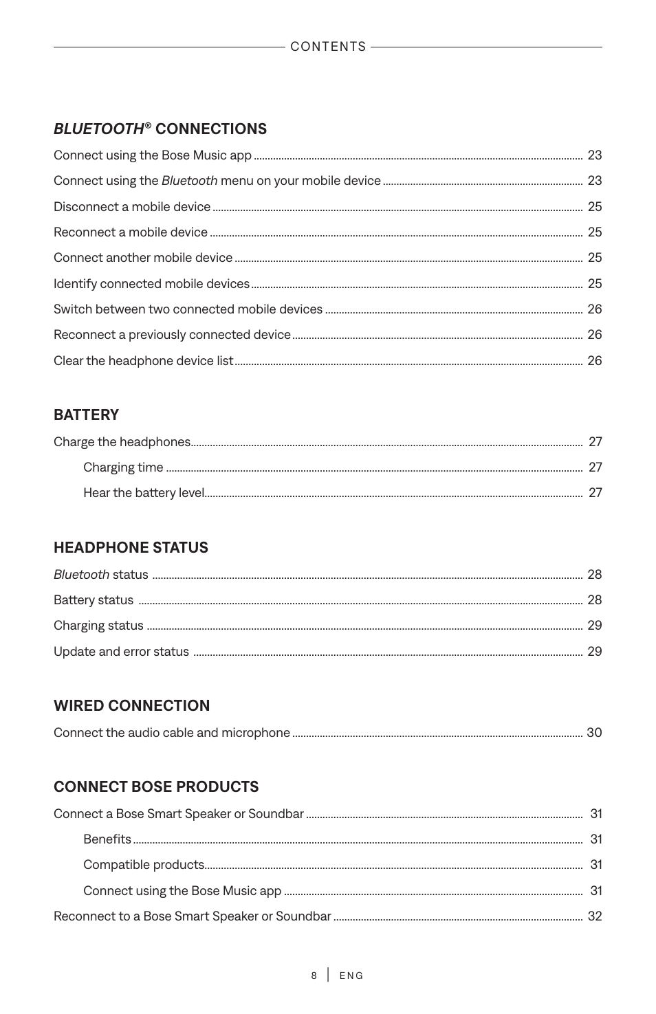 Bose QuietComfort Wireless Over-Ear Active Noise Canceling Headphones (White Smoke) User Manual | Page 8 / 42