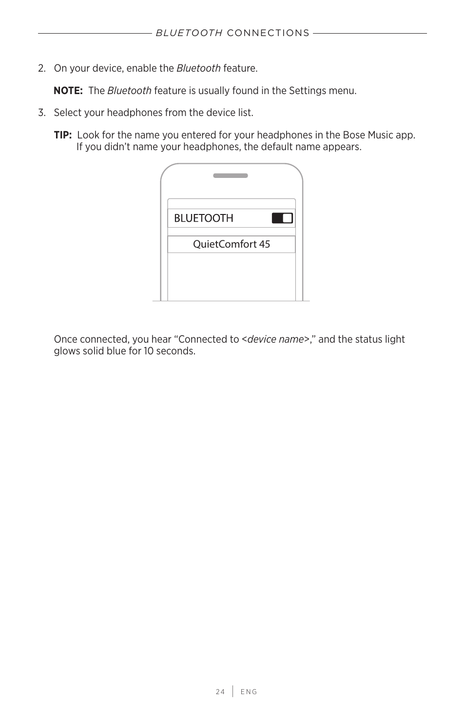 Bose QuietComfort 45 Noise-Canceling Wireless Over-Ear Headphones (White Smoke) User Manual | Page 24 / 40