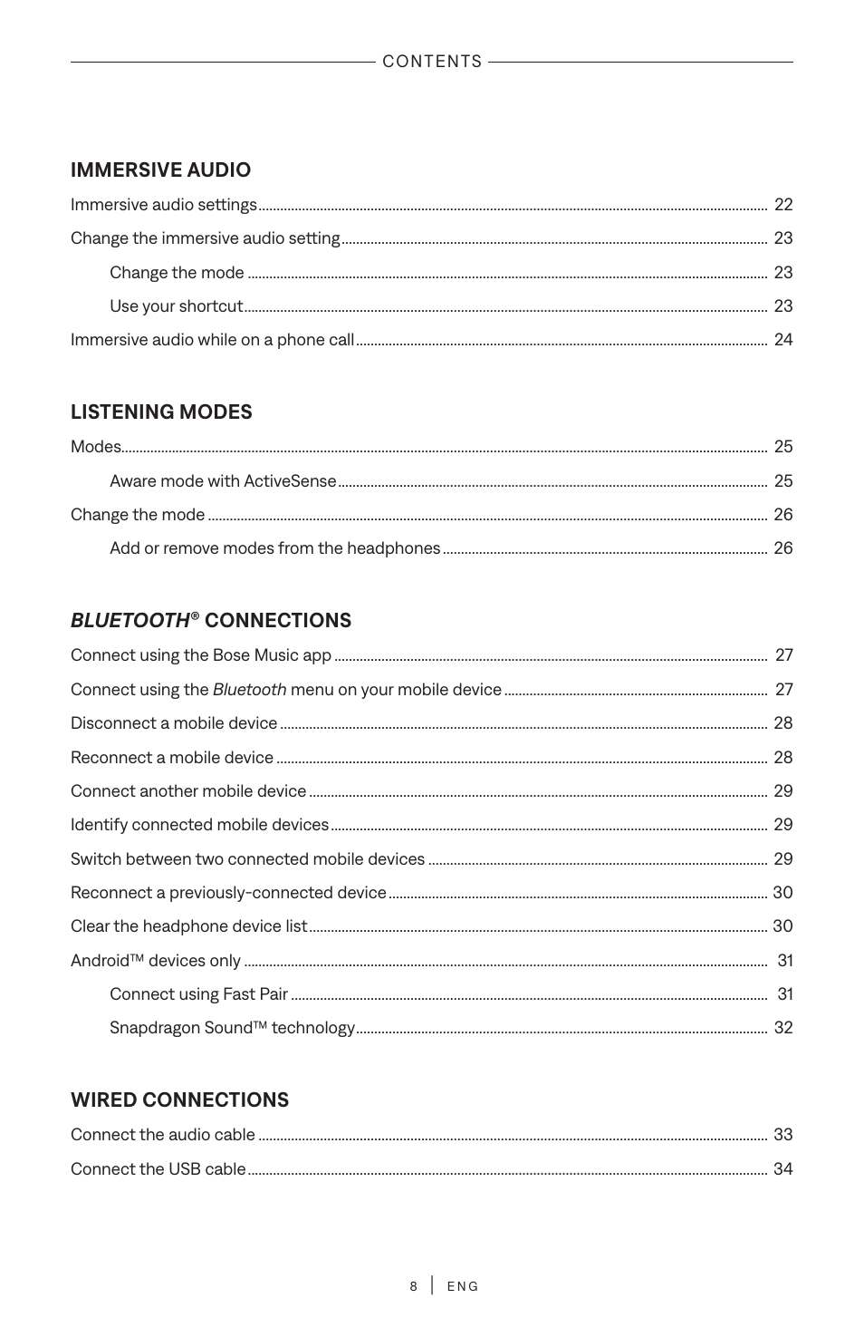 Bose QuietComfort Ultra Wireless Noise Canceling Over-Ear Headphones (White Smoke) User Manual | Page 8 / 56