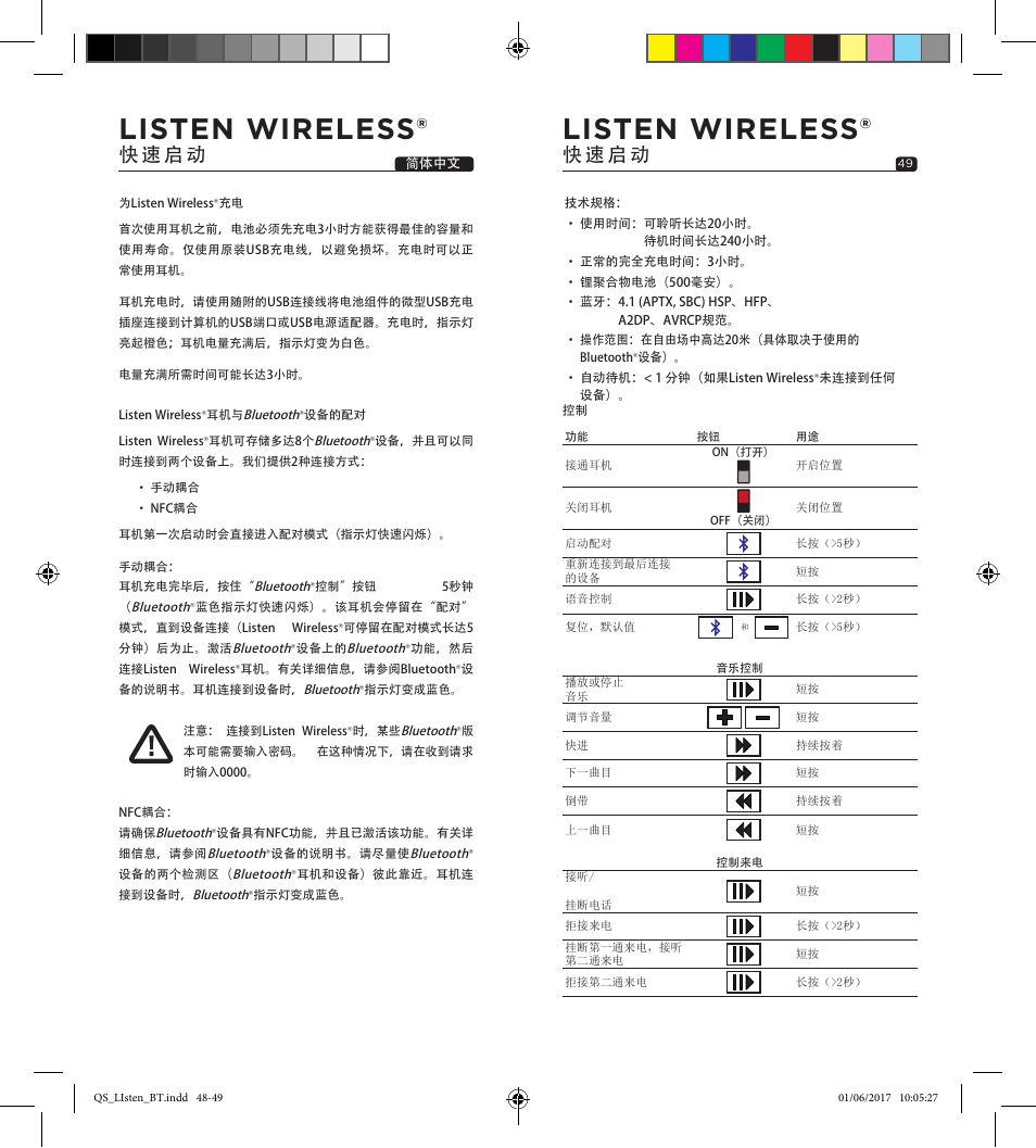 Listen wireless, 快 速 启 动 | Focal Listen Wireless Over-Ear Headphones (Black) User Manual | Page 25 / 37