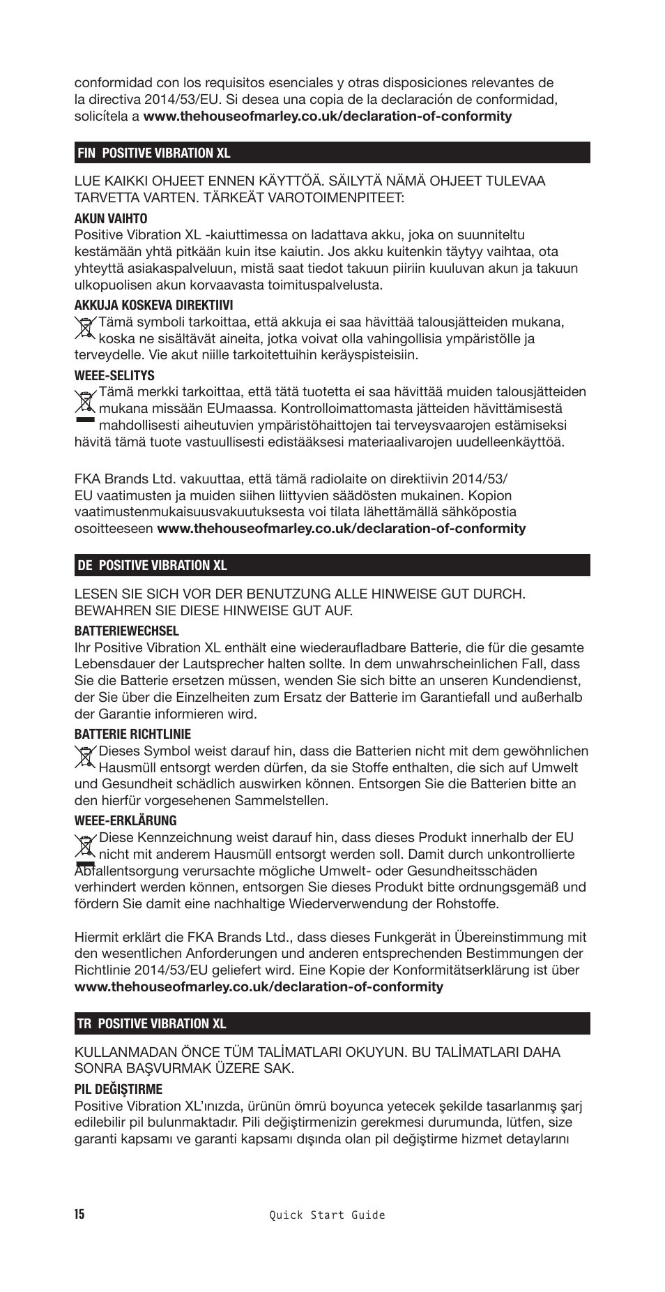 House of Marley Positive Vibration XL Noise-Canceling Wireless Over-Ear Headphones (Copper) User Manual | Page 16 / 24