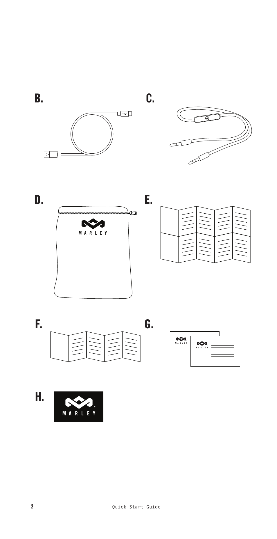 B. c. h. f. g. d. e | House of Marley Positive Vibration XL Noise-Canceling Wireless Over-Ear Headphones (Copper) User Manual | Page 3 / 24