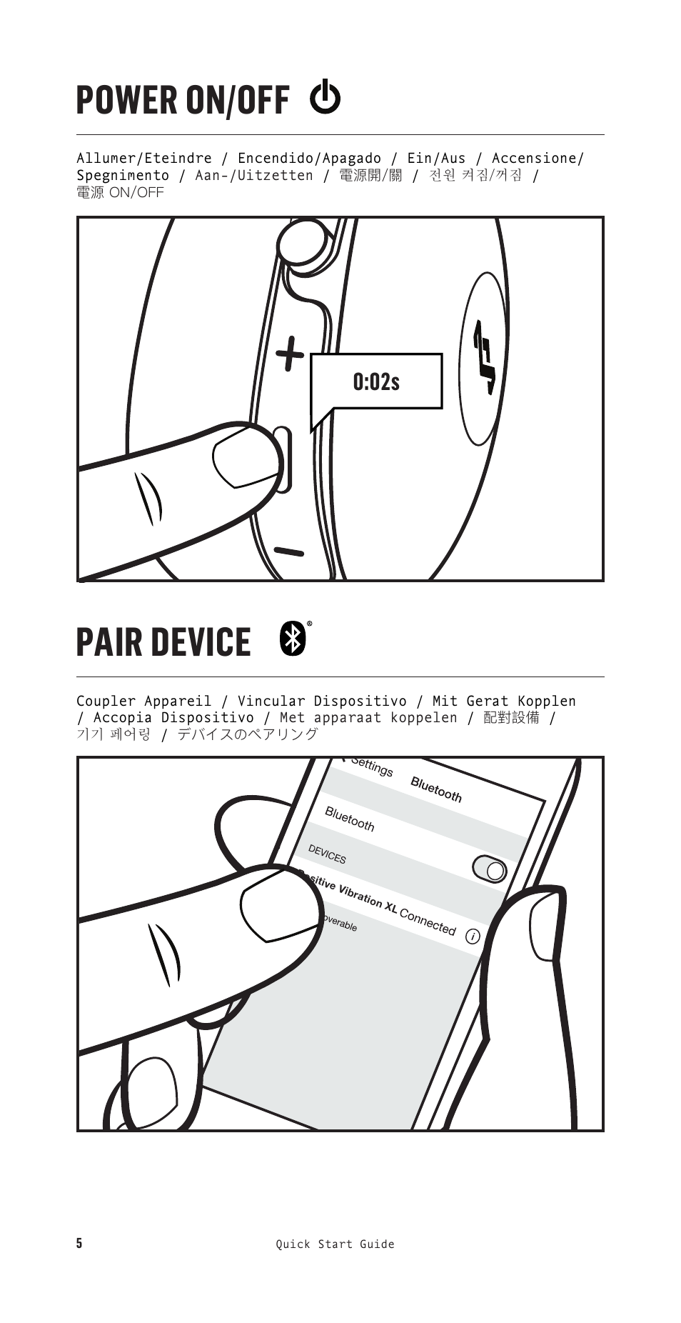 Power on/off pair device | House of Marley Positive Vibration XL Noise-Canceling Wireless Over-Ear Headphones (Copper) User Manual | Page 6 / 24