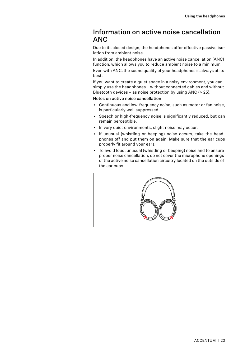 Information on active noise cancellation anc | Sennheiser ACCENTUM Over-Ear Wireless Headphones (Black) User Manual | Page 23 / 40