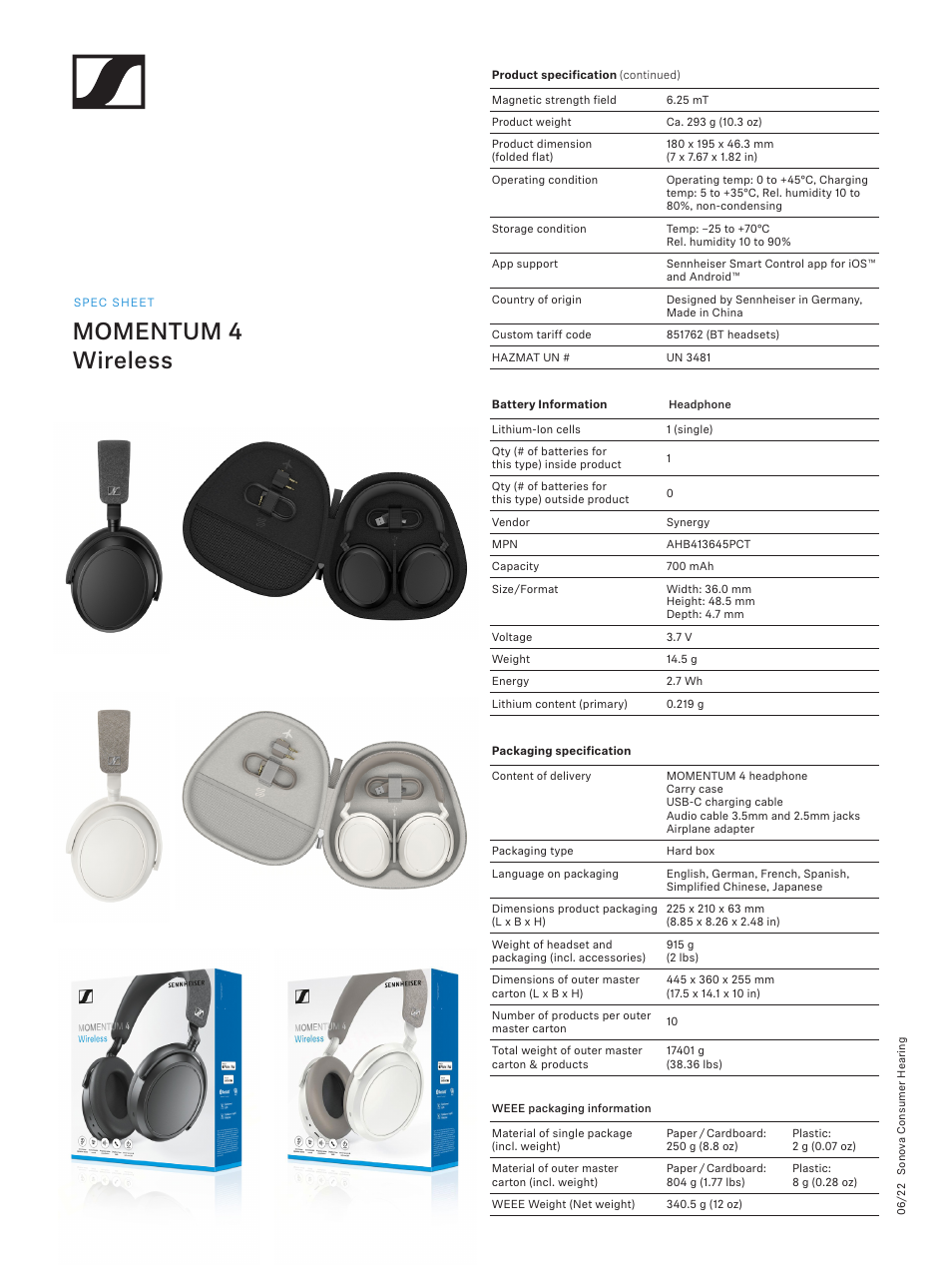 Momentum 4 wireless | Sennheiser MOMENTUM 4 Noise-Canceling Wireless Over-Ear Headphones (Black) User Manual | Page 3 / 3