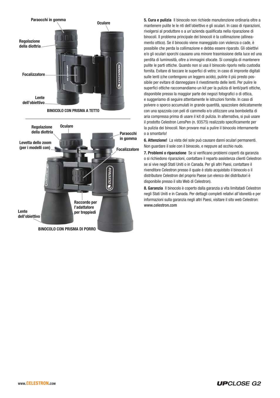 Celestron UpClose G2 10x50 Porro Binoculars User Manual | Page 7 / 8