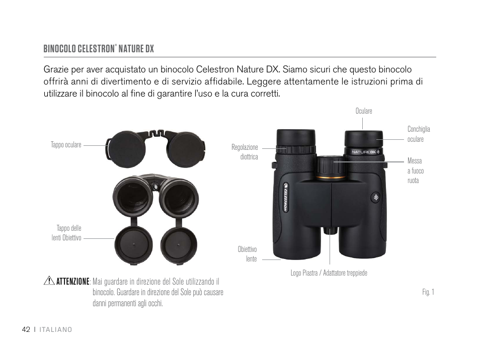 Binocolo celestron, Nature dx | Celestron 10x42 Nature DX Binoculars (Black) User Manual | Page 44 / 52